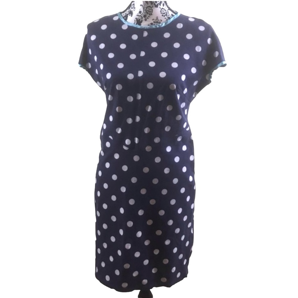 Women’s Dress 👗Blue White Dots Cotton ALSU00233